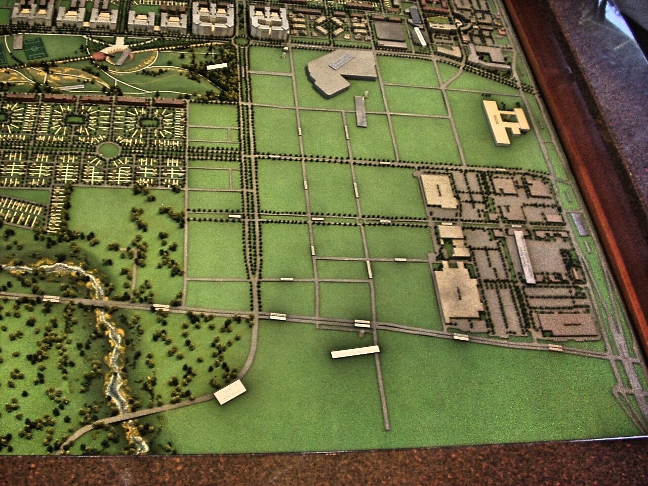 Detail view of the Central Park Development physical scale model