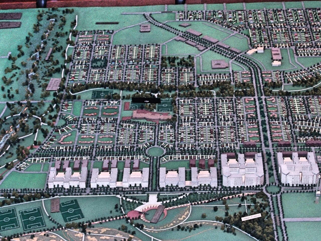Detail view of the Central Park Development physical scale model
