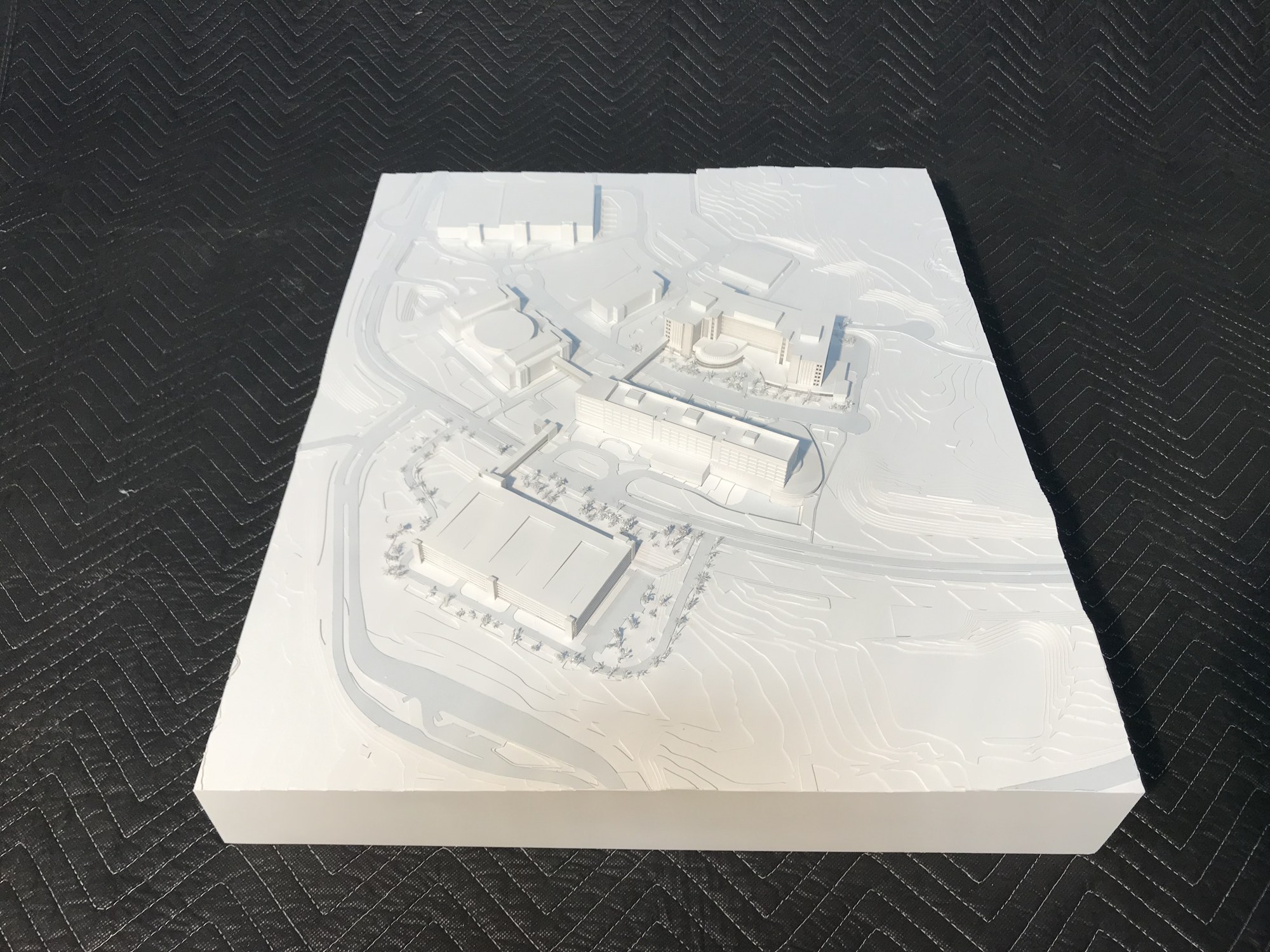 Detail view of the HOK Competition Site Model physical scale model